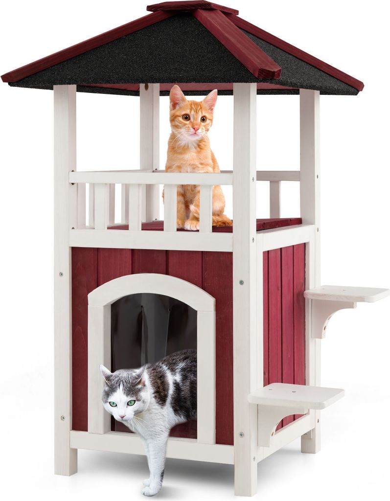 COSTWAY 2-stöckiges Katzenhaus mit Sprungplattformen, Produktbild 