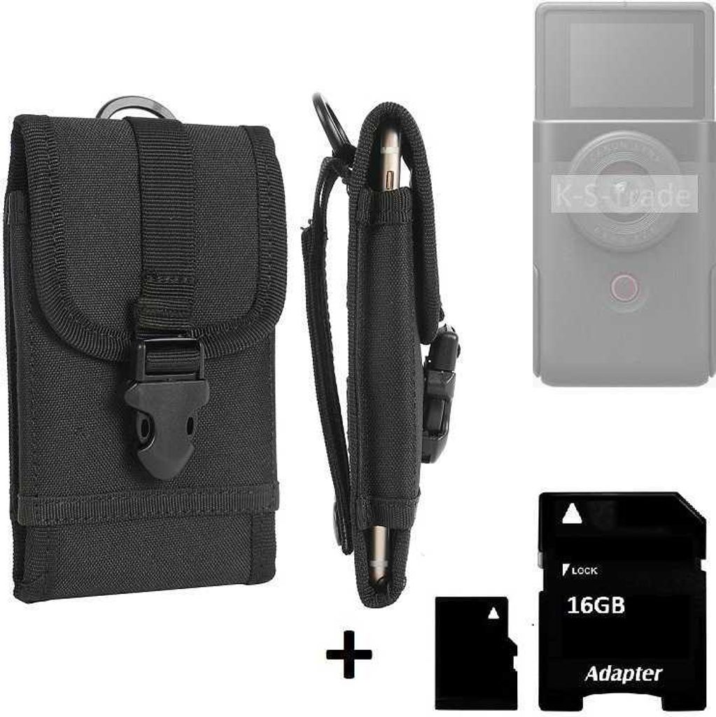 Gürteltasche für Kompaktkameras kompatibel mit Canon Power Shot V10 Holster Kameratasche + 16GB Speicherkarte Gürtel Tasche wasserabweisend robuste