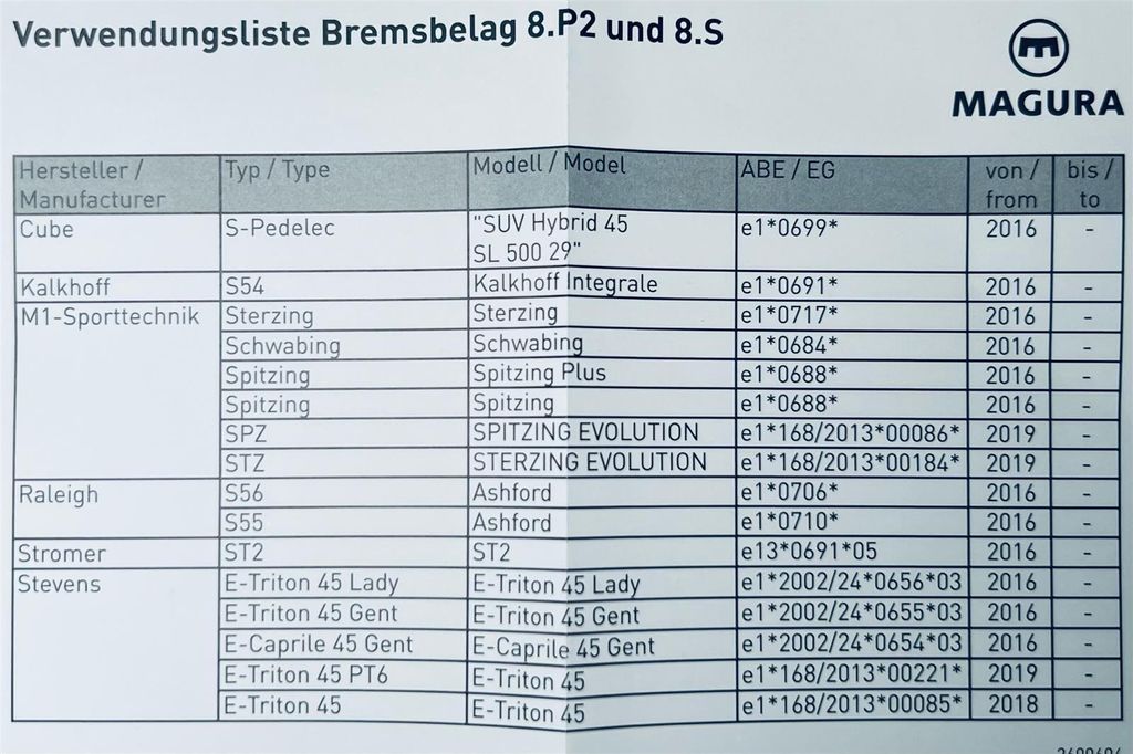 Magura Bremsbeläge 8.S Sport MT-Scheibenbremse mit Belaghalteschrauben grün