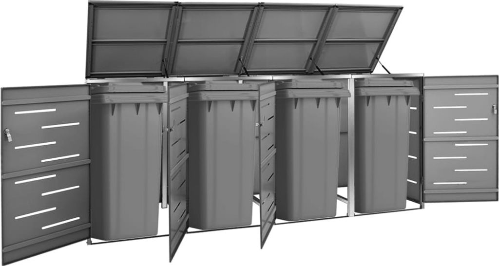 Box na odpadky pro 4 koše 276,5x77,5x115,5 cm nerezová ocel Obrázek produktu 1