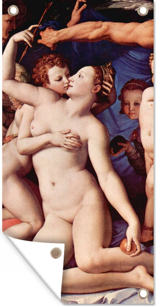 MuchoWow 30x60 cm Outdoor-Poster Gartendeko Sichtschutz Garten Poster für den Garten Venus, Amor, Torheit und Zeit - Leonardo da Vinci