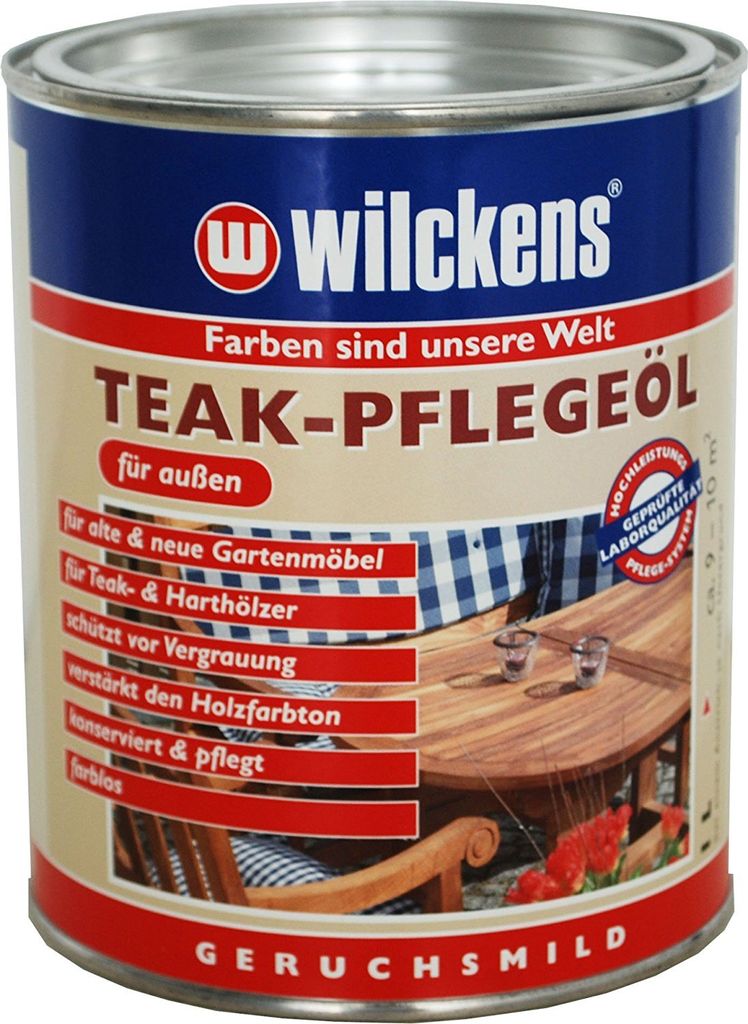 Wilckens Teaköl Teak Öl Pflegeöl 750 ml inkl. Pinsel zum Auftragen