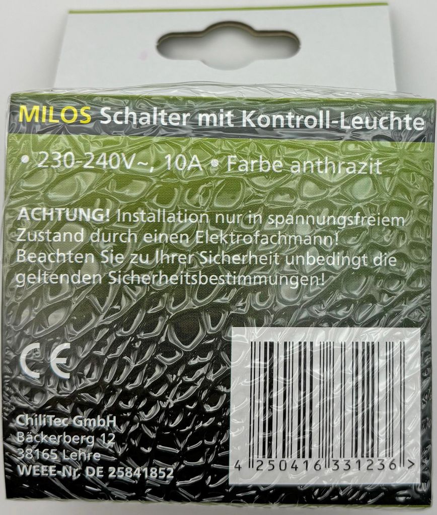MILOS Kontrollschalter mit Beleuchtung 230V inkl. 1-fach Produktbild 4