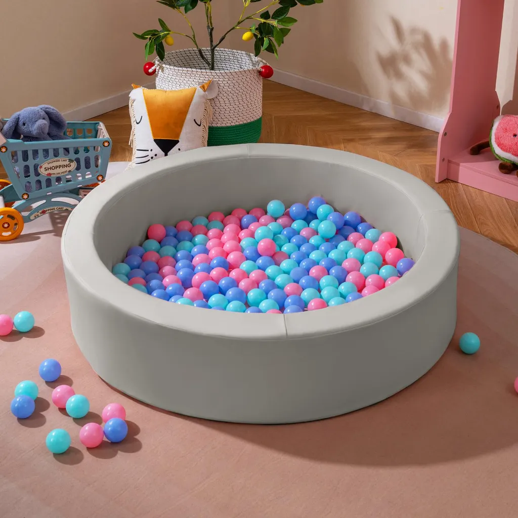 COSTWAY Piscine à balles bébé Φ105x24 cm avec 200 balles Gris lavable