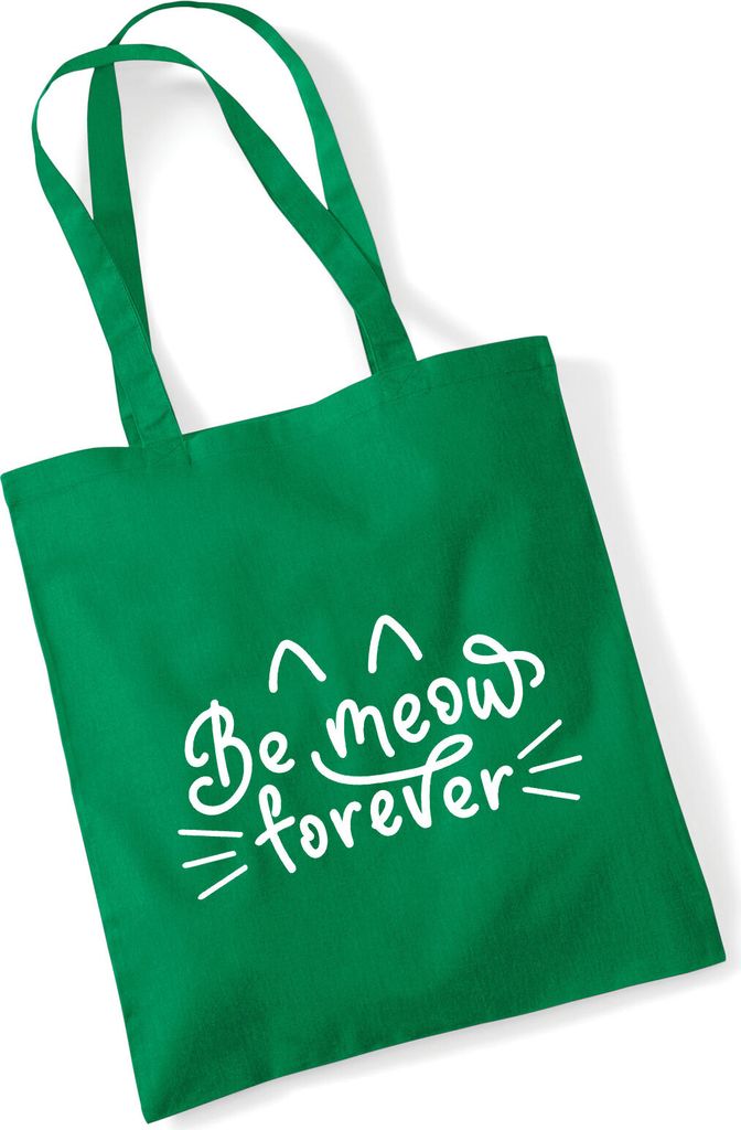 Huuraa Jutebeutel Be meow forever Katze 10 Liter Kelly Green Baumwolle Tasche Geschenkidee
