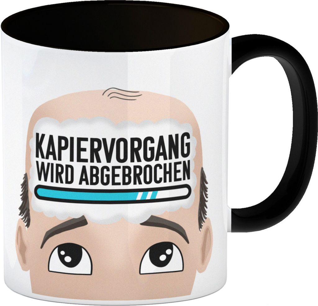 Kapiervorgang wird abgebrochen Büro Kaffeebecher Schwarz