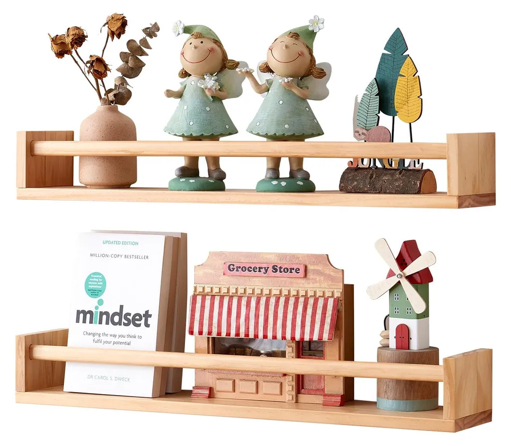 Rangement mural livres enfant lot 2 étagères bois 60 cm gain de place