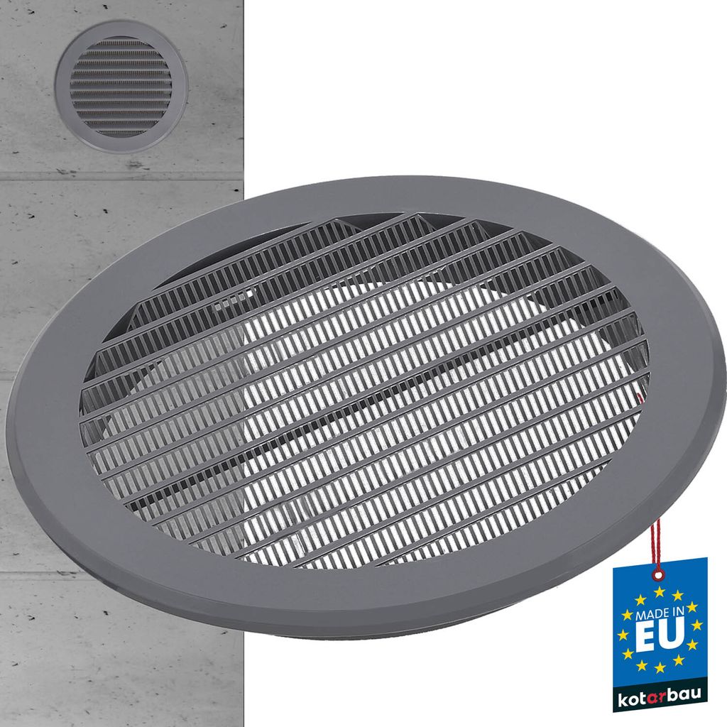 KOTARBAU Lüftungsgitter 150 mm Belüftungsgitter mit Insektenschutz Grau Belüftungsgitter weißes Kunststoff-Abschlussgitter für Lüftungs...