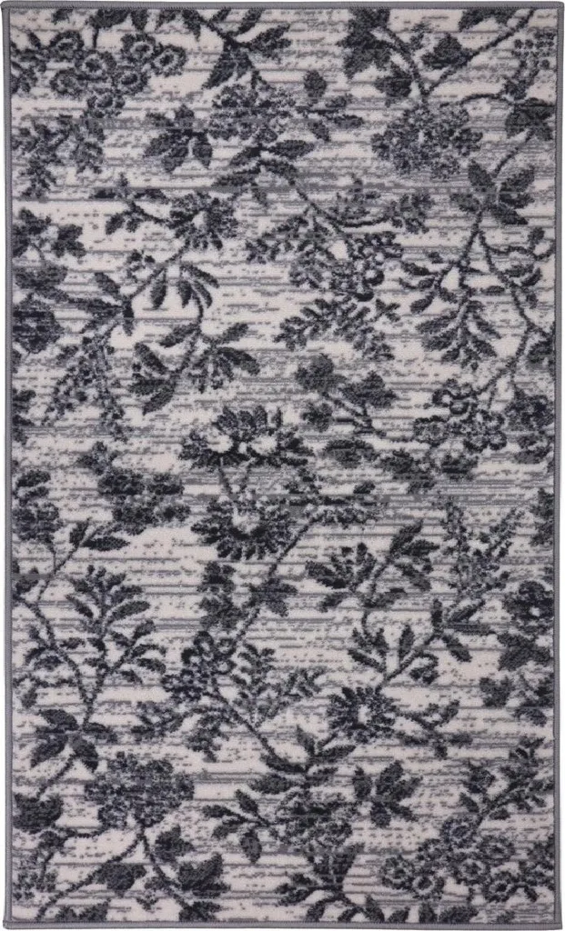 Tapis gris 190x280 cm à motif floral - Texture douce et entretien facile