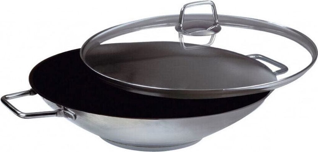 Schulte-Ufer Wok Wega, Pfanne, inkl. Zubehör, Edelstahl 18/10, Beschichtet, 34 cm, 4.5 L, 66520-34