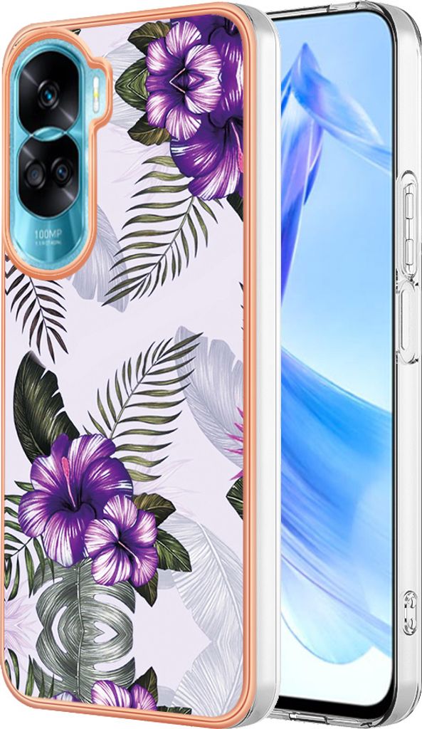 Hülle für Honor 90 Lite 5G Muster TPU Silikon Stoßdämpfer Bumper Schutzhülle Lila