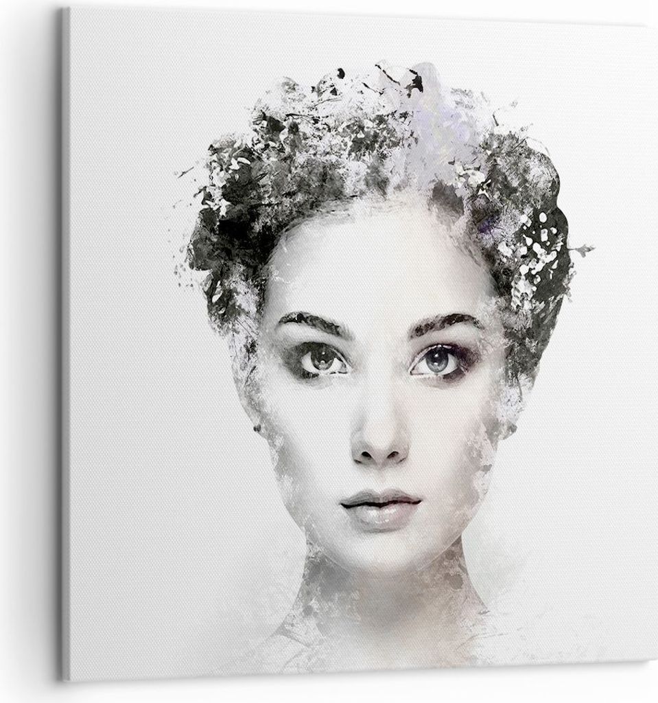 Bild auf Leinwand - Leinwandbild - Einteilig - Schön Frau Gesicht - 50x50cm - Wand Bild - Wanddeko - Wandbilder - Leinwanddruck - Bilder - Wanddek...
