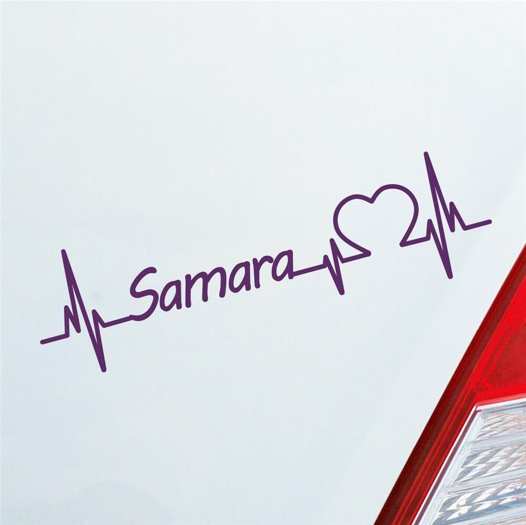 Auto Aufkleber Samara Herz Herzschlag 19x5 cm Lila Sticker Heckscheibenaufkleber