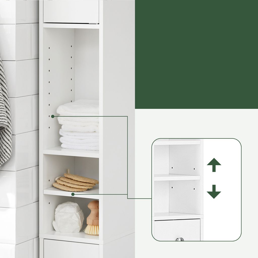 SoBuy BZR34-W Kúpeľňová vysoká skrinka s 5 priehradkami Obrázok produktu 8