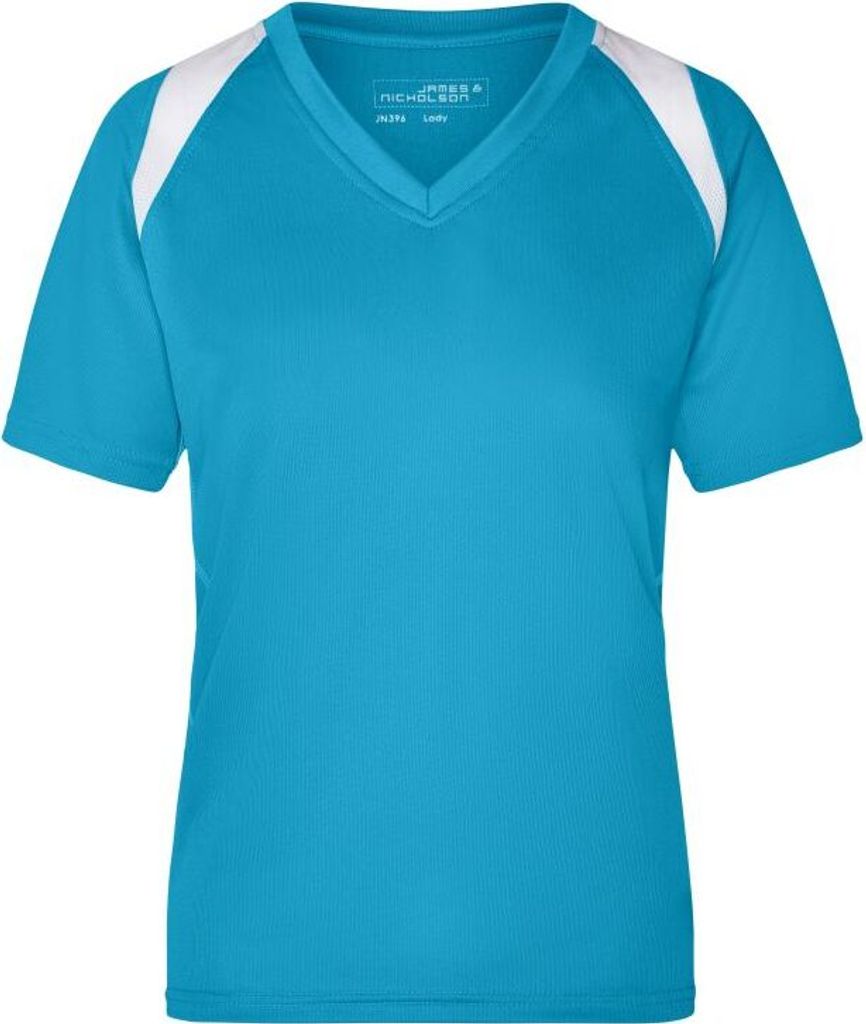 Ladies' Running-T Atmungsaktives Laufshirt turquoise/white, Gr. L