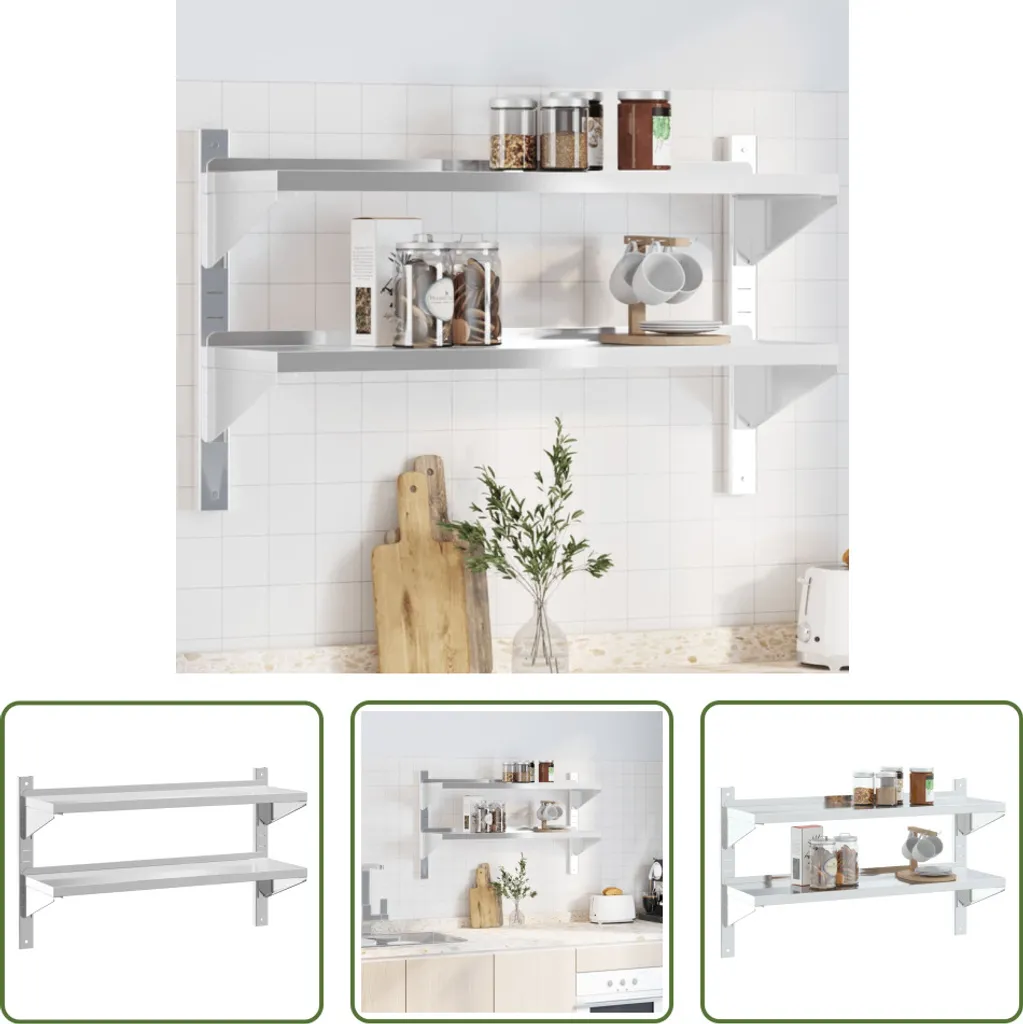 Étagère murale inox 2 niveaux 100x30x60 cm Argenté - The Living Store
