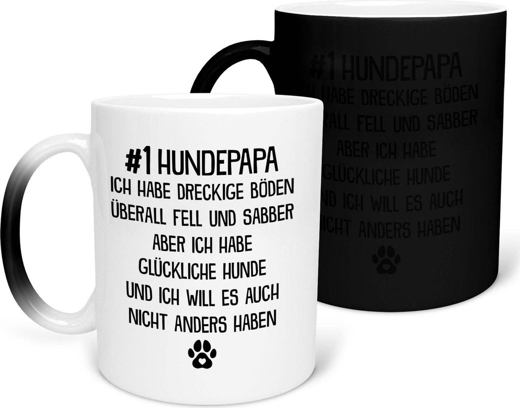 22Feels Zaubertasse Bester Hundepapa Herrchen Geschenk Hundeliebe Welpe Kaffeetasse Farbwechsel Hund Dog Dad Haferl Männer Geburtstag Vatertag Wei...
