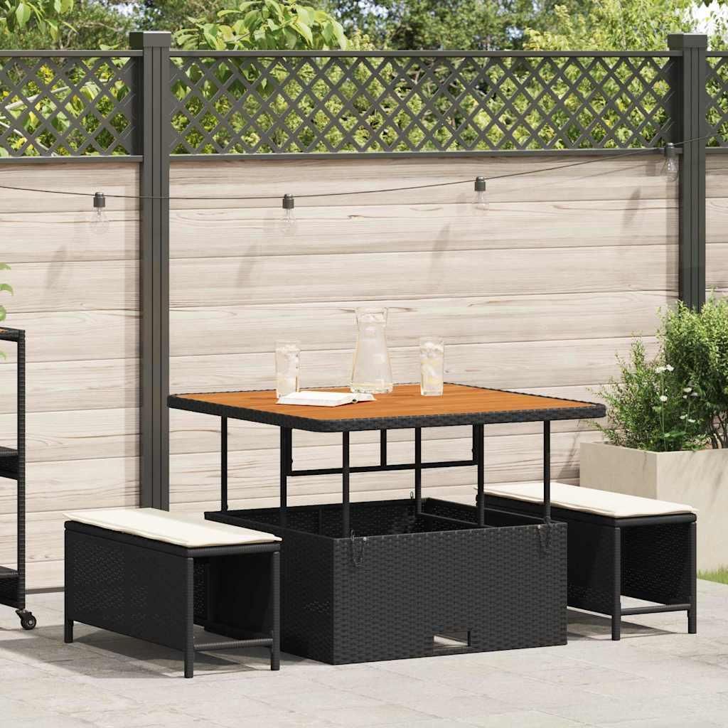 Maison Exclusive - Garten Essgruppe Schwarz Poly-Rattan