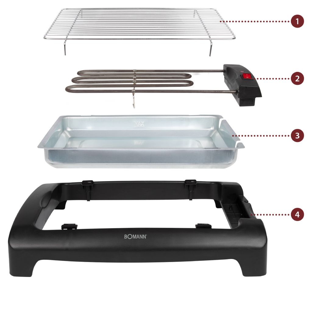 BOMANN Grill BQ 1240 N 2000 W schwarz Zdjęcie produktu 10
