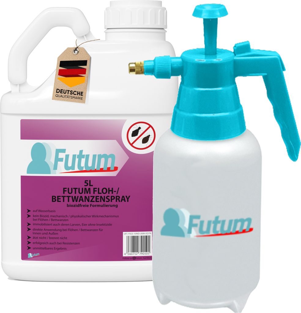 FUTUM 5L+2L Sprüher Biozidfreies Bettwanzen Spray Floh Mittel Flöhe Bettwanzen bekämpfen