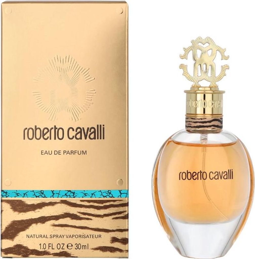 A perfume bottle and its packaging are displayed side-by-side against a white background.