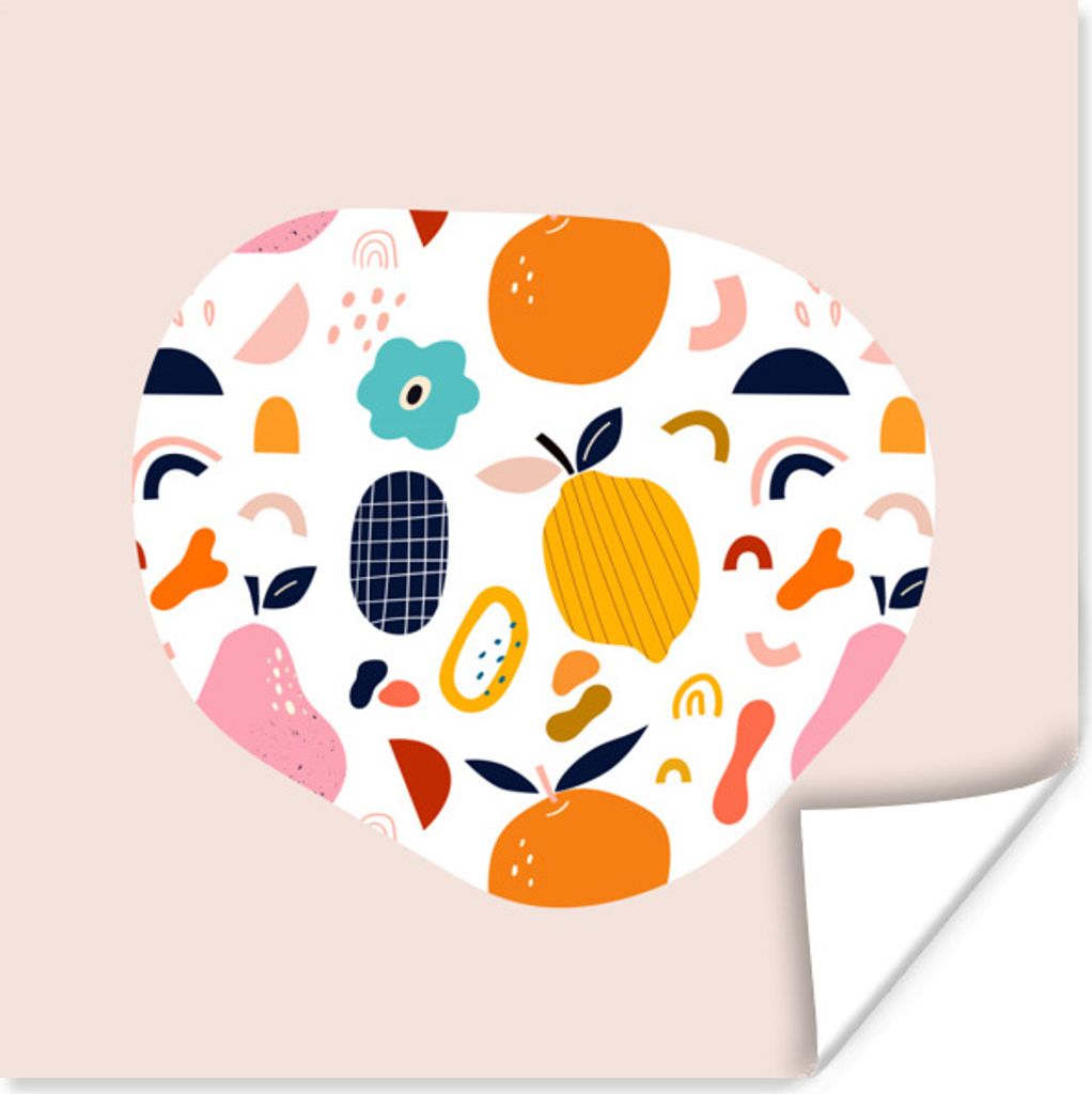 MuchoWow Poster Obst - Orange - Lebensmittel - Birnen - Zitrone 75x75 cm - Wand Dekoration