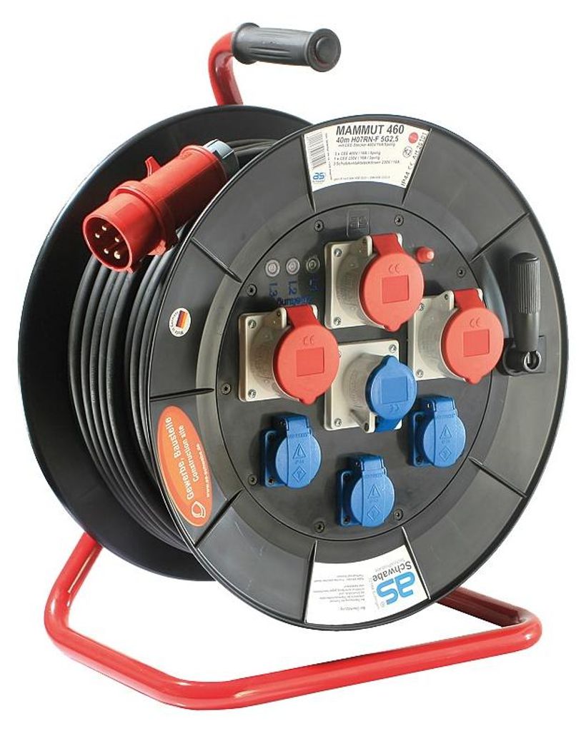 Mammut Kabeltrommel 80m Verlängerungskabel H07RN-F 3G2.5 4x CEE 3x Steckdose