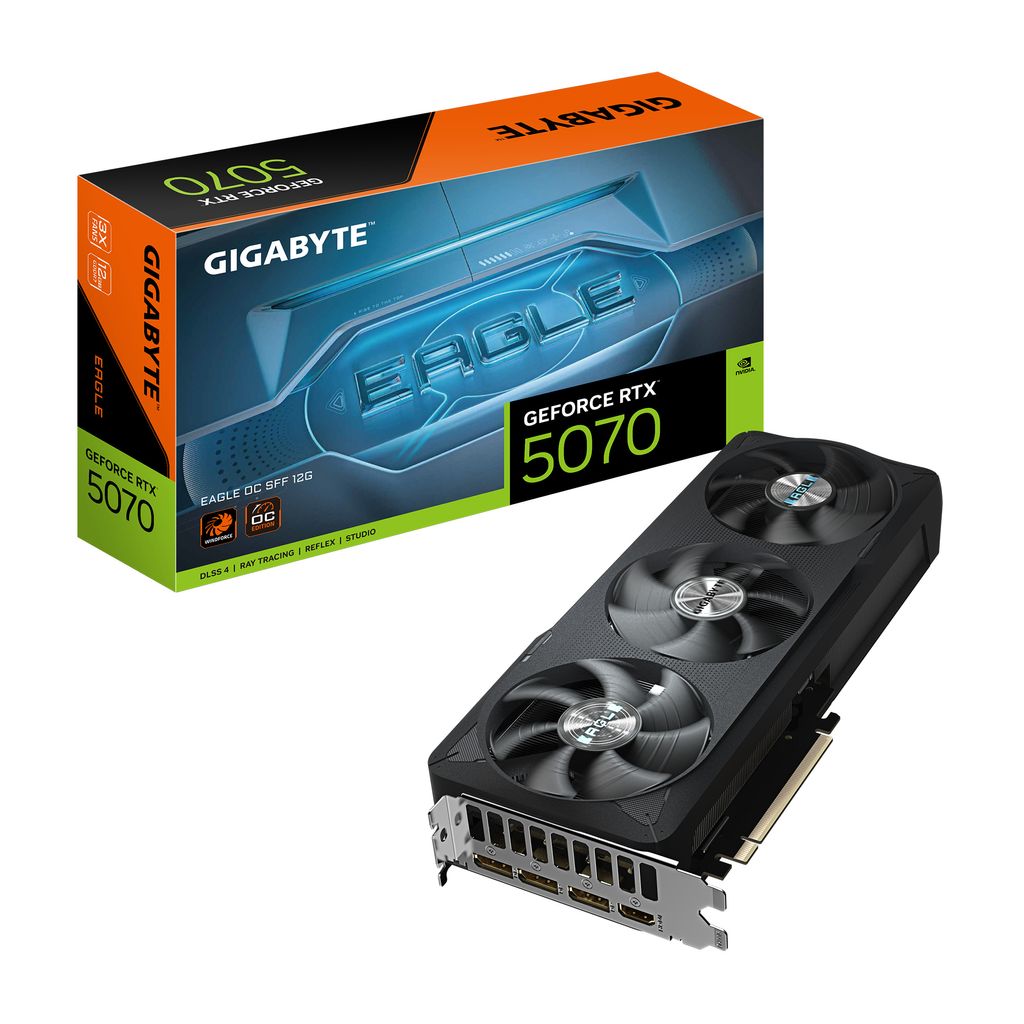 GIGABYTE GeForce RTX 5070 EAGLE OC SFF 12G Grafikkarte - 12GB GDDR7, 192bit, PCI-E 5.0, 2587 MHz Core Clock, 3 x DP 2.1b, 1 x HDMI 2.1b, NVIDIA DLS...
