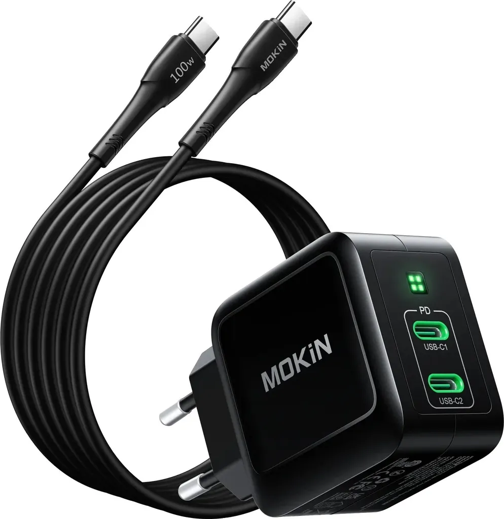 Chargeur USB C 65W double port Power Delivery avec format compact UE