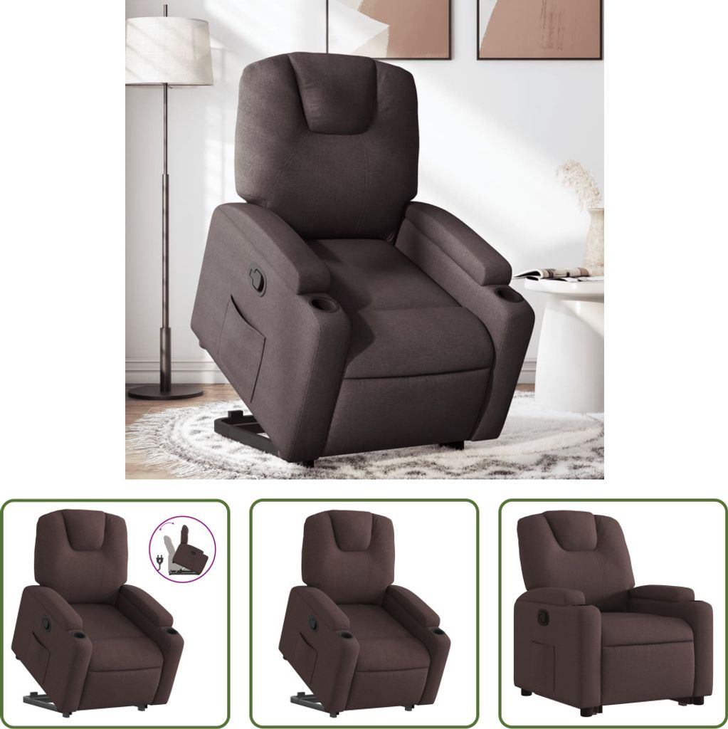 The Living Store Relaxsessel mit Aufstehhilfe Dunkelbraun Stoff