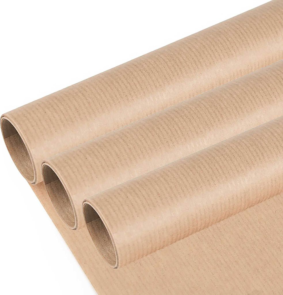 3 Rollen Geschenkpapier gestreift natur Dekopapier Verpackungspapier