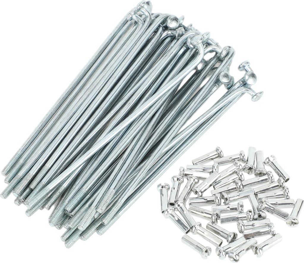 Fahrradspeichen Fahrradrad Speichen Silber Ton Nippel 1 Set 14G 67mm Länge Kohlenstoffstahl Verzinkt
