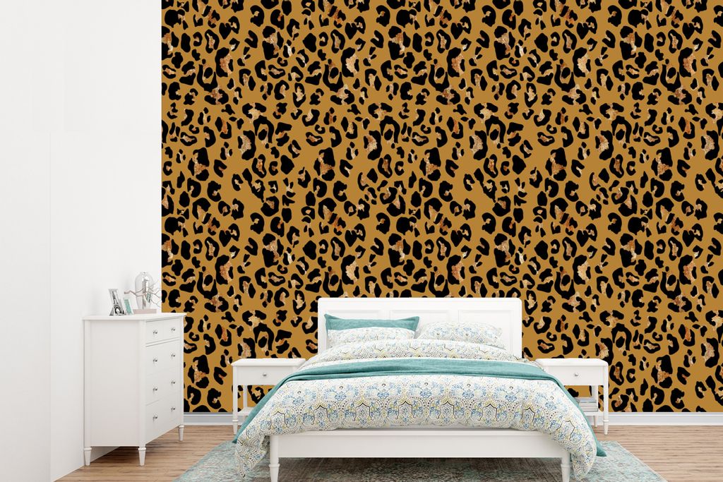 MuchoWow Fototapete für Wohnzimmer oder Schlafzimmer Wandtapete Vinyl Motivtapete Pantherdruck - Luxus - Muster - 305x220 cm - Wandbilder