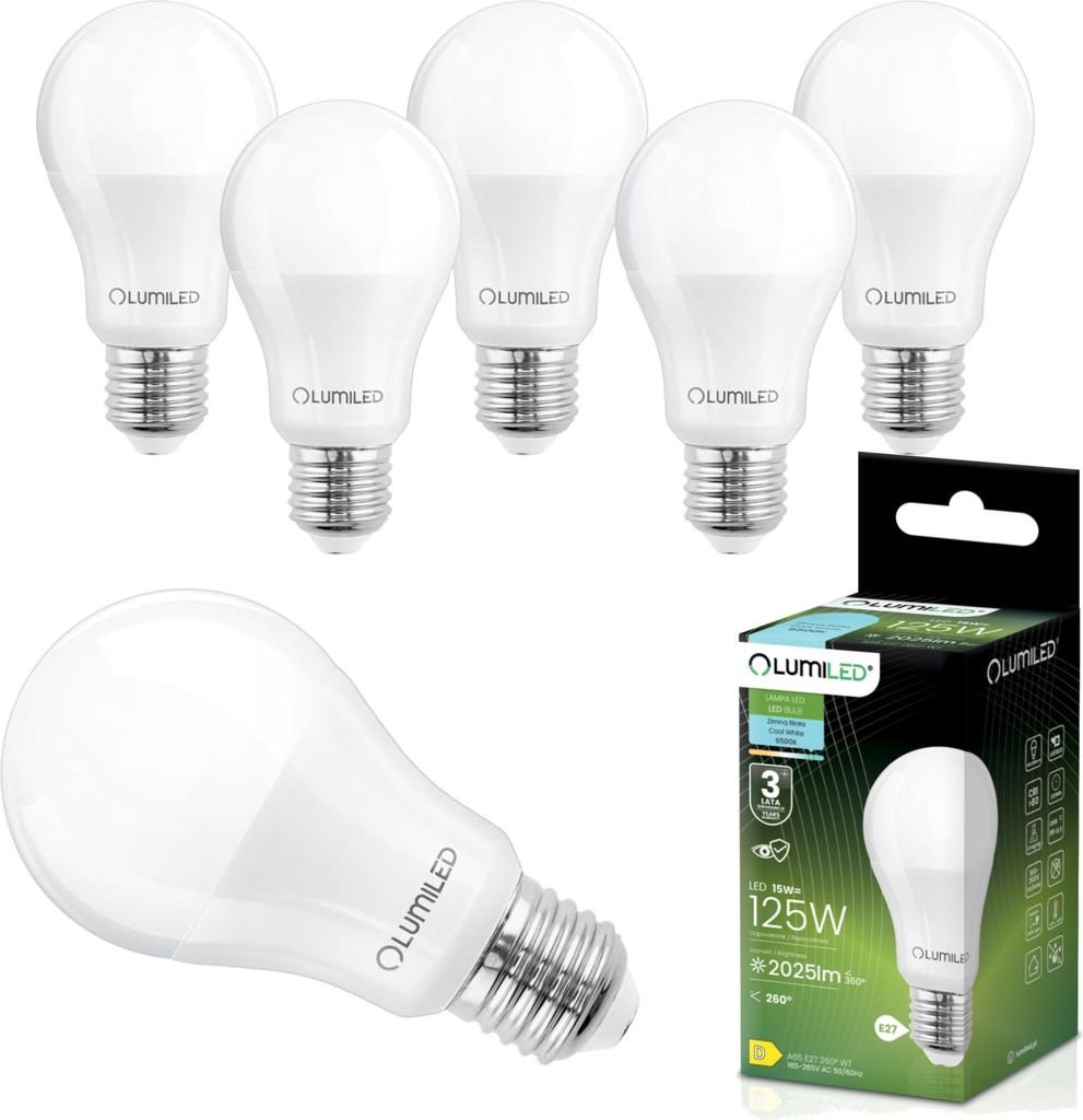 LUMILED LED Lampe 6 Stück Set E27 A65 15W ersetzt 125W 2025 Produktbild 
