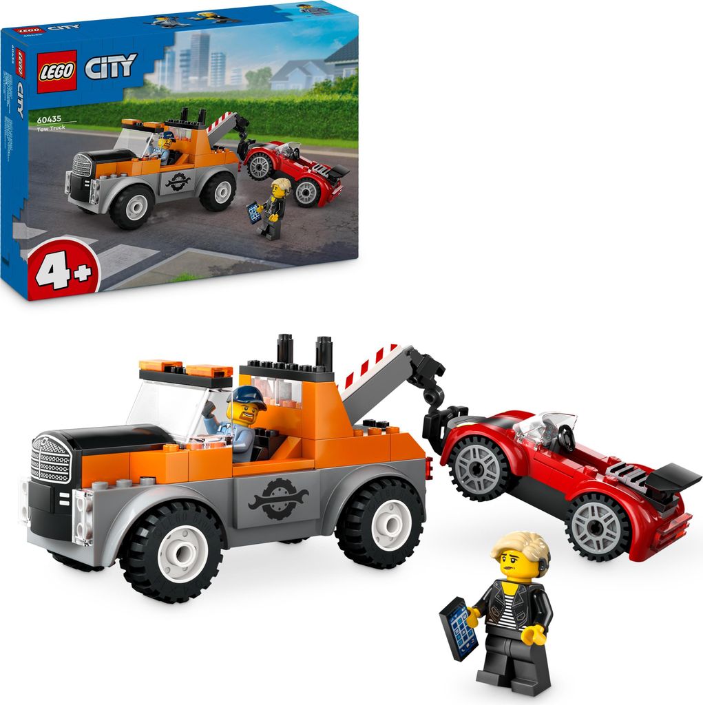 LEGO City Abschleppwagen mit Sportauto, Spielzeug-Auto für Jungen und Mädchen ab 4 Jahren, Geburtstagsgeschenk für Kinder, LKW-Spielzeug mit 2 M...