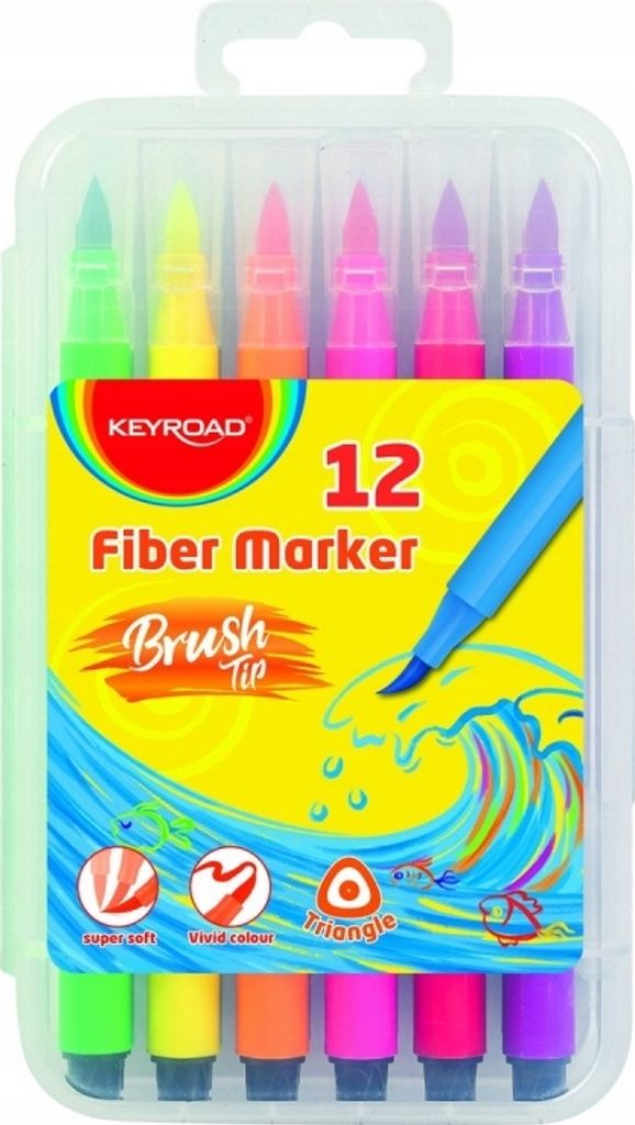 Filzstifte, 12 Stück, mit Pinselaufsatz, dreieckig – Produktbild 