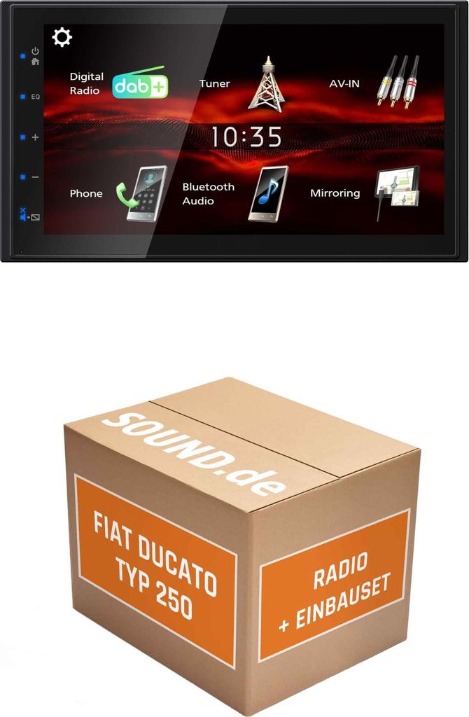 Autoradio Einbaupaket JVC KW-M180DBT passend für Fiat Ducato 3 Typ 250 5/7 Zoll Radio/10 Zoll Navigation mit LFB | Bluetooth USB