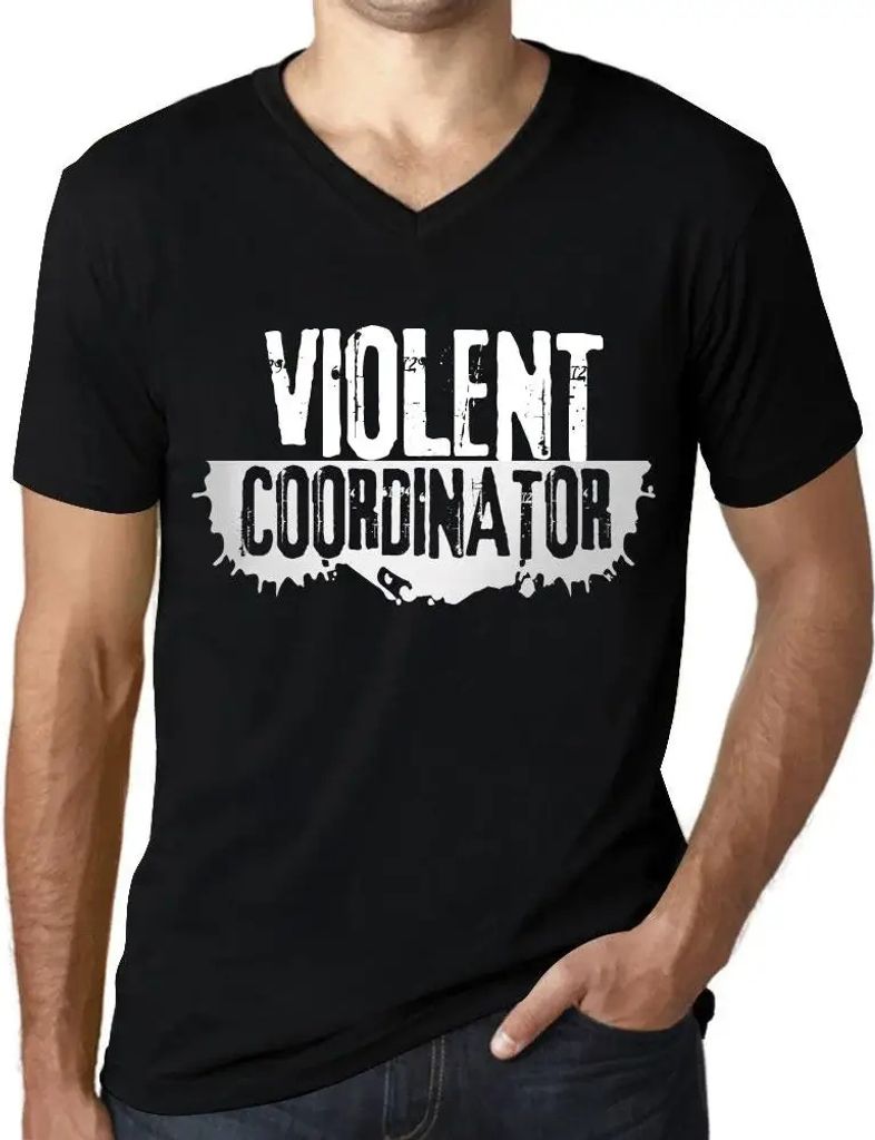 Herren Grafik T-Shirt V-Ausschnitt Gewalttätiger Koordinator – Violent Coordinator – Öko-Verantwortlich Vintage Jahrgang Kurzarm Lustige Druck