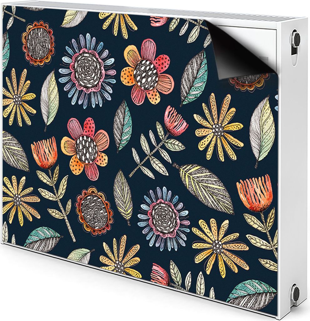 Magnet Radiator Magnet Mat Heizkörper Heizung Verkleidung Abdeckung 80x60 cm - Farbenfrohe Blumen