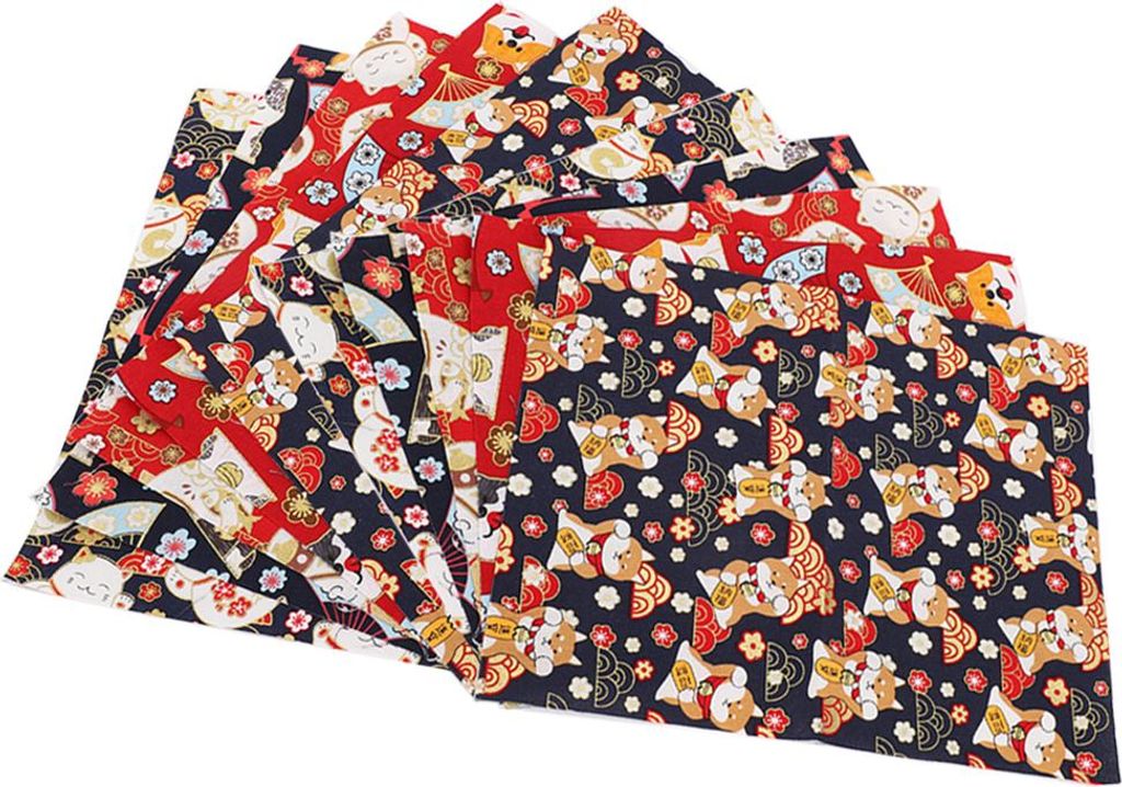 10pcs japanischer Stil Baumwollstoff Gold Stempel süßes Muster Quilttuch für DIY -Handmades 25x20 cm