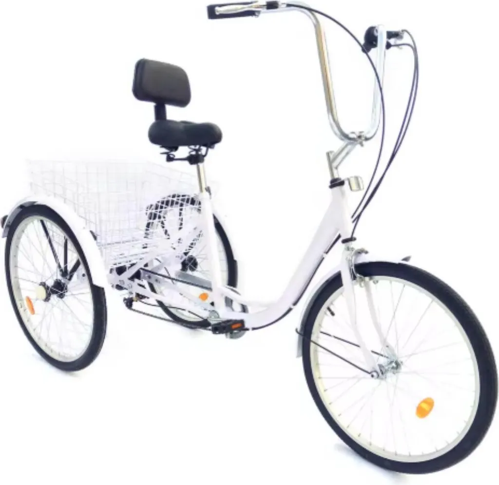 Vélo trois roues adulte pliable Zyrell 24'' avec panier et 6 vitesses