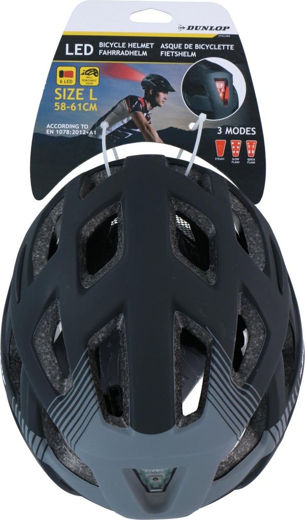 DUNLOP KASK Rowerowy L regulowany czerwone światło LED z Zdjęcie produktu 