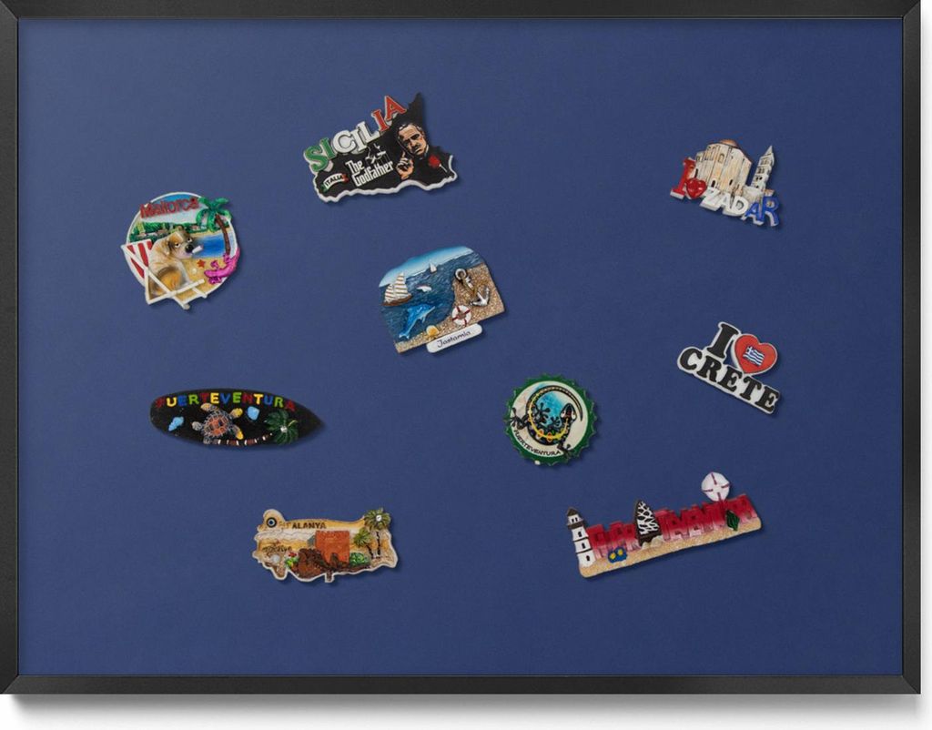 Magnetwand 80x60 cm – Schwarzer Rahmen – Farbe Marineblau – Magnetboard, Memoboard – Kinderzimmer, Metall Magnetische Tafel