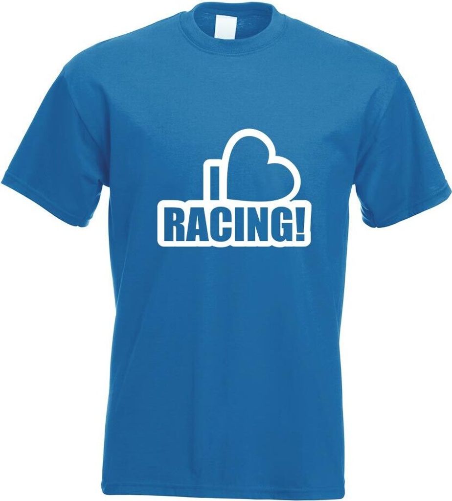 Kiwistar - T-Shirt - royal - I Love Racing Motiv Bedruckt Funshirt Design Print - mit Motiv Bedruckt - Funshirt Design - Sport - Freizeit - Herren - S