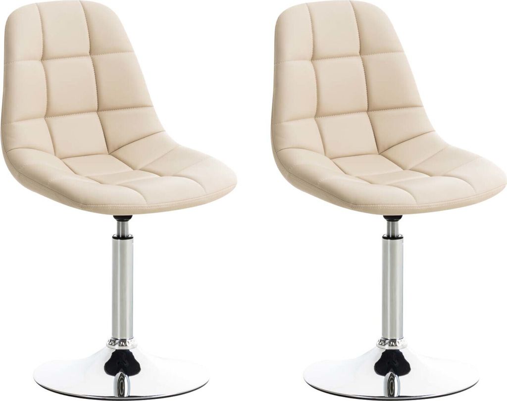 CLP 2er Set Loungesessel Emil mit Sitz aus Kunstleder in gestepptem Design Farbe:creme