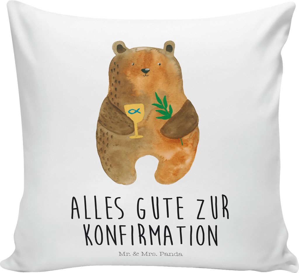 Mr. & Mrs. Panda Zierkissen Bär Konfirmation - Weiß - Geschenk, Deko Kissen, Teddy, Sofa, Polster, Kirche, Gottesdienst, kuschelkissen 40x40, Sof...