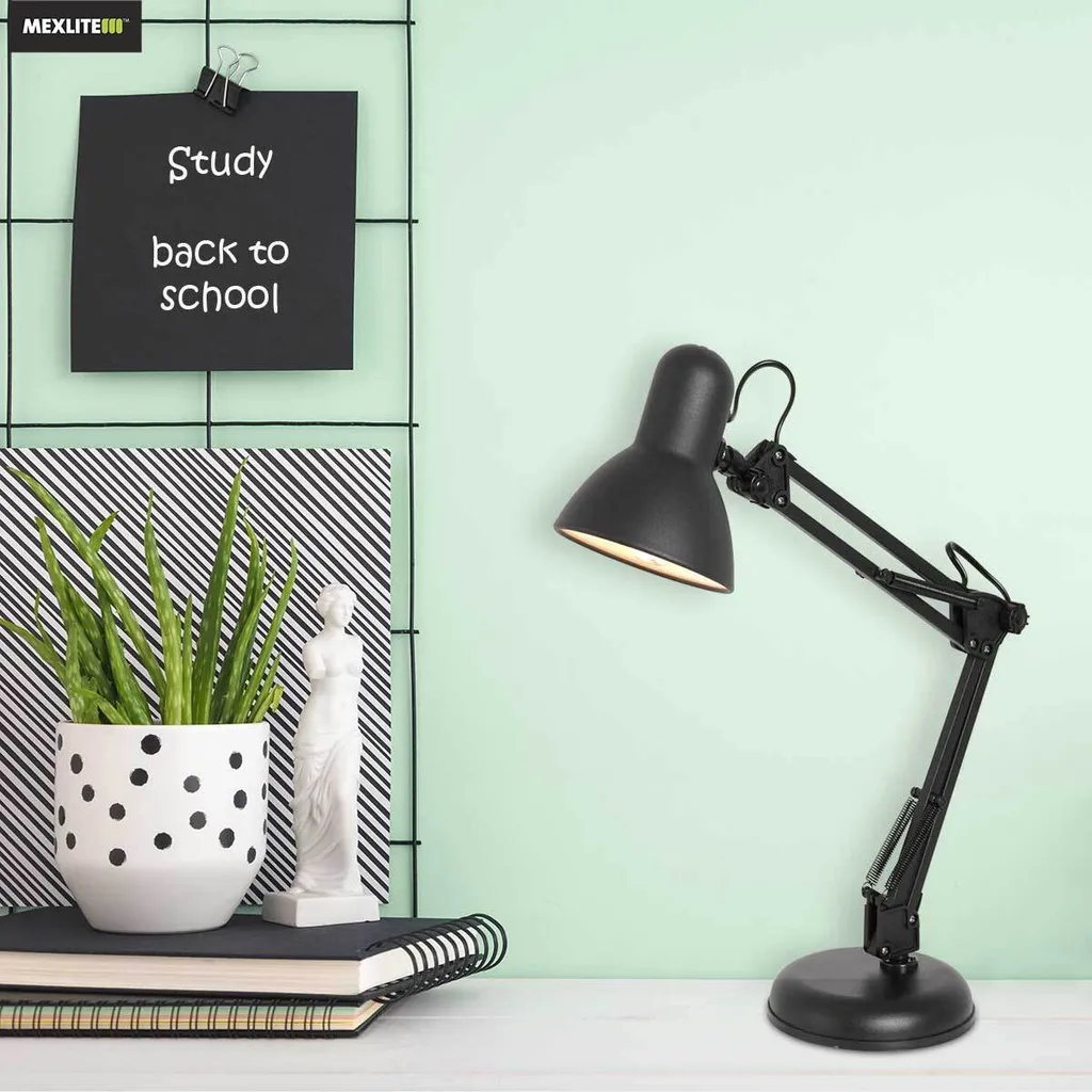 Lampe de table métal noir Mexlite Study - Design ajustable culot E27 - 3