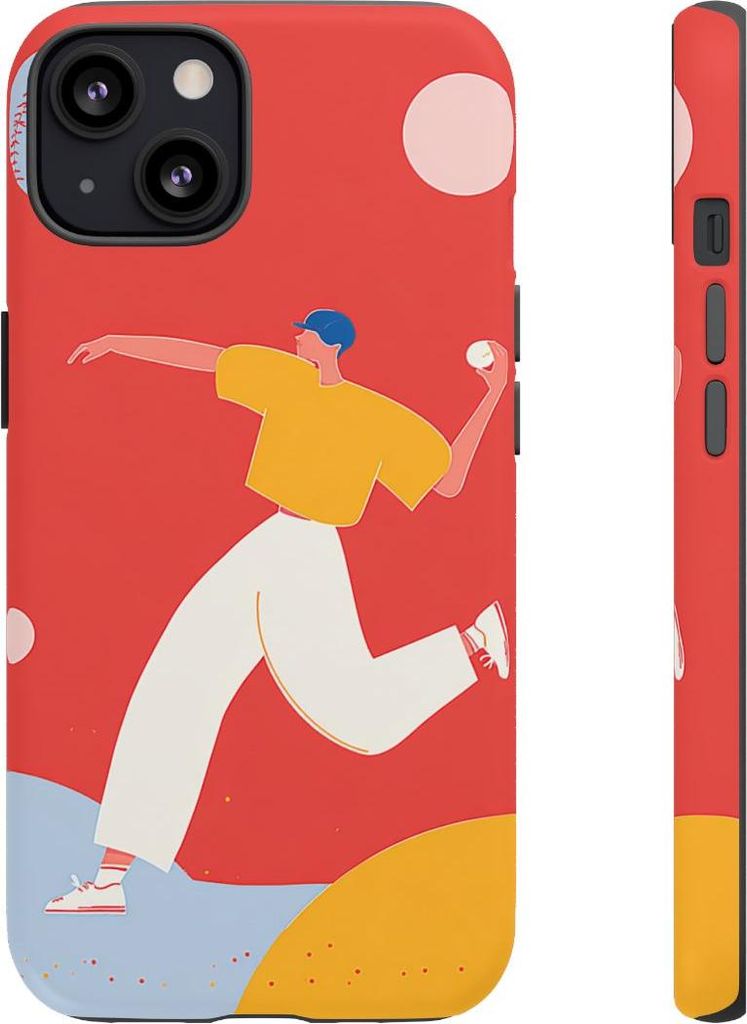 Minimalistische Baseballspieler-Illustration – Hülle Kompatibel mit iPhone 13