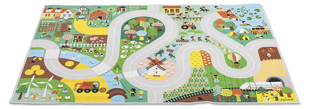Tapis de jeu antidérapant Janod Land 120x80cm avec motif ville et rues