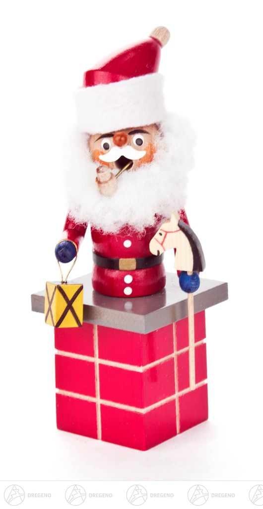 Räuchermann Mini-Räuchermann Weihnachtsmann auf Schornstein Breite x Höhe x Tiefe 6 cmx14 cmx6 cm NEU